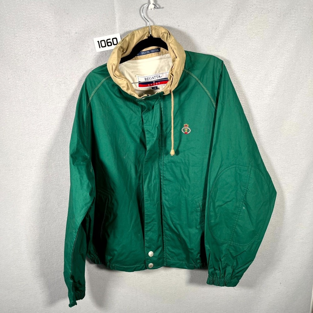 Regatta Sport Jacket Mens L Green Full Zip Windbreaker Raglan Sleeve Mock Neck